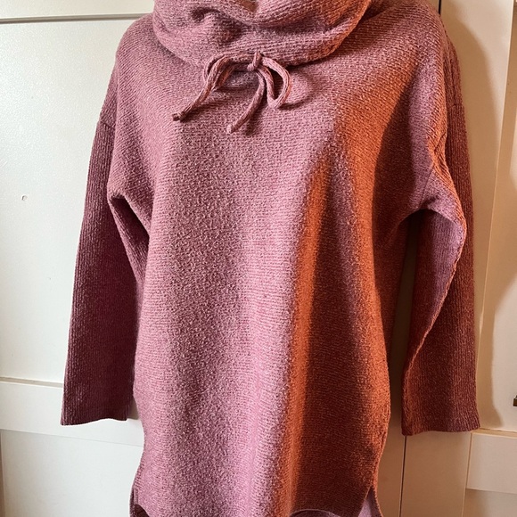 Tribal Dusty Rose Cowl Neck Sweater Canada bow feminine dainty cozy cottage - Picture 3 of 5